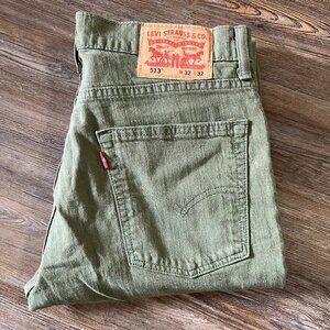 Levi's 513 Green Jeans - Men Size 32x32 - Slim Fit, Straight Leg